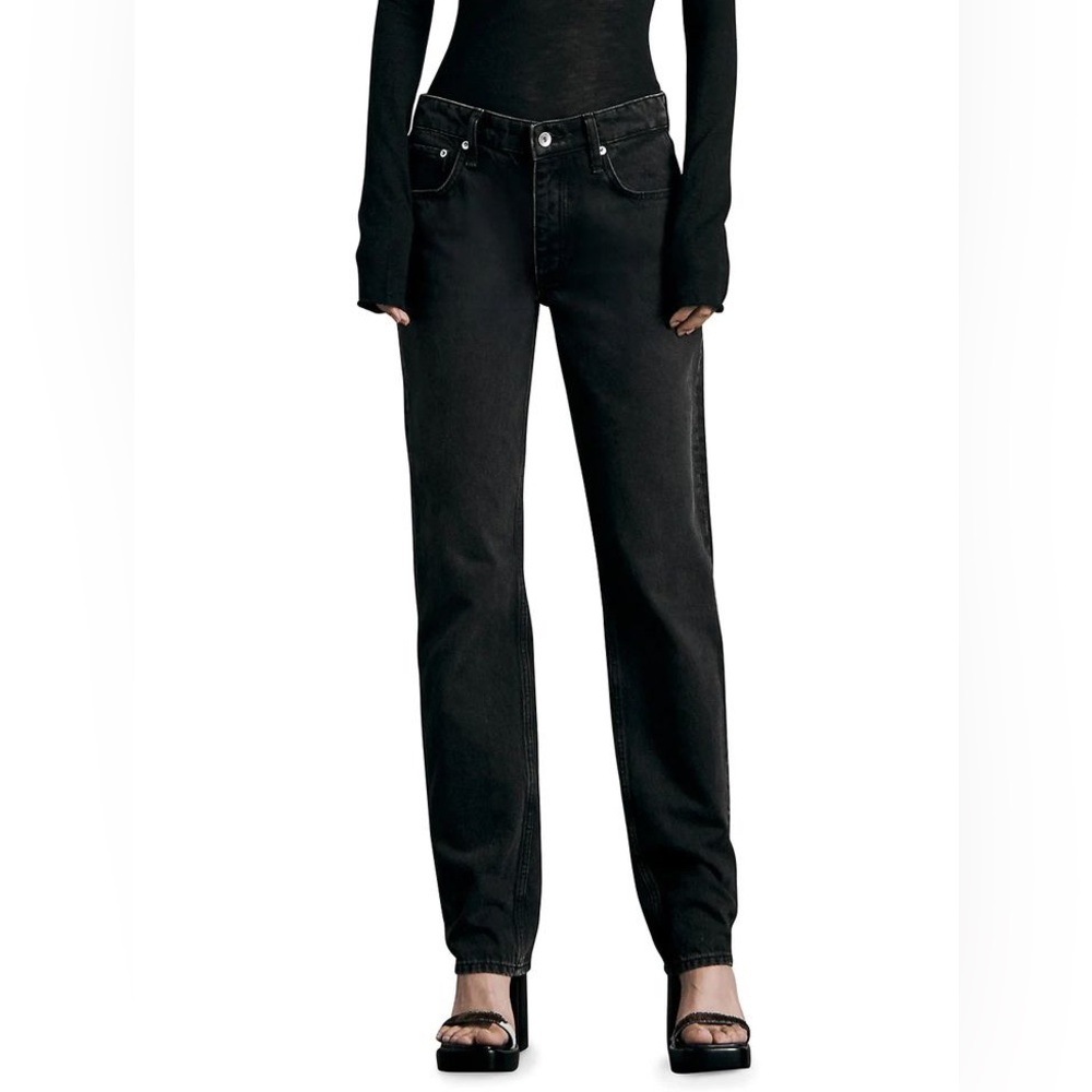 Rag & Bone Piper mid-rise straight jeans in black wash, 27
